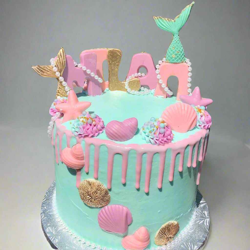 mermaid drip cake